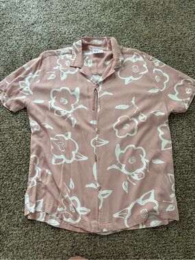 Level Ten Pink Floral Short Sleeve Button-Down Shirt